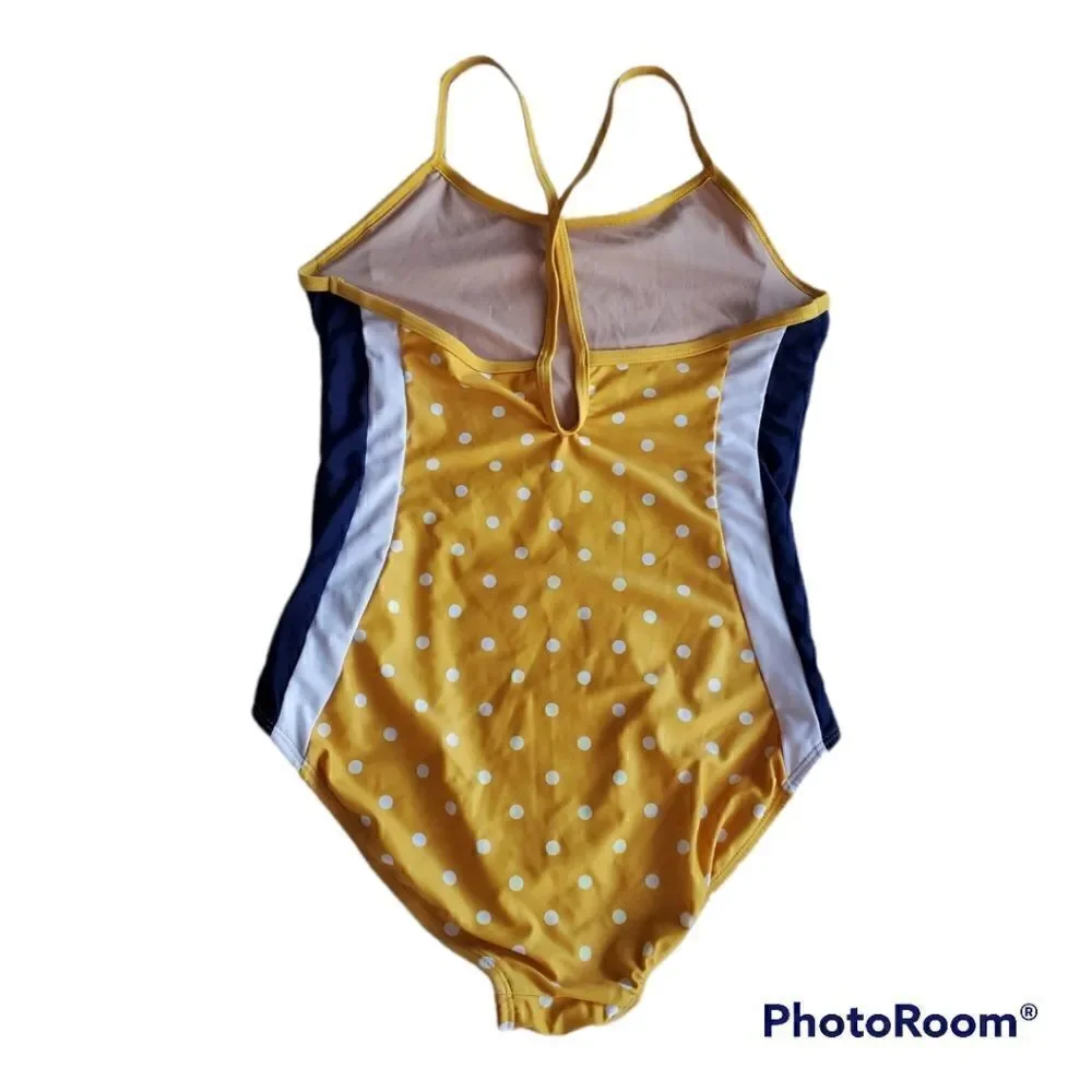 Old Navy Yellow/Navy Dot Swimsuit Girls XL